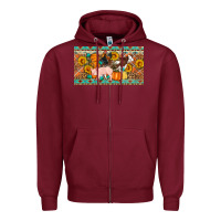 Burgundy Fall farm animals cow pig rooster Zipper Hoodie - Artiststas