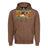 Chestnut Fall farm animals cow pig rooster Zipper Hoodie - Artiststas