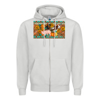 Dove Grey Fall farm animals cow pig rooster Zipper Hoodie - Artiststas