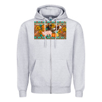 Heather Grey Fall farm animals cow pig rooster Zipper Hoodie - Artiststas