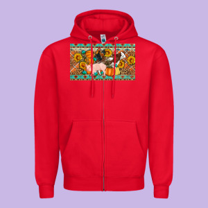 Fall Farm Animals Cow Pig Rooster Zipper Hoodie Designed By Artiststas