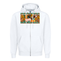 White Fall farm animals cow pig rooster Zipper Hoodie - Artiststas