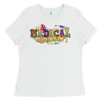 White MA Medical Assistant Mardi Gras Ladies Tee - NancyCooperArtShop