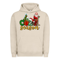 Pigment French Oak cozy season with santa christmas tree cactus and gift Urban Hoodie - AdoDesignShop