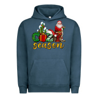 Pigment Midnight Navy cozy season with santa christmas tree cactus and gift Urban Hoodie - AdoDesignShop