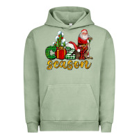 Pigment Oil Green cozy season with santa christmas tree cactus and gift Urban Hoodie - AdoDesignShop