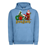 Pigment Pebble Blue cozy season with santa christmas tree cactus and gift Urban Hoodie - AdoDesignShop