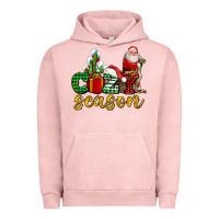 Pigment Salmon cozy season with santa christmas tree cactus and gift Urban Hoodie - AdoDesignShop