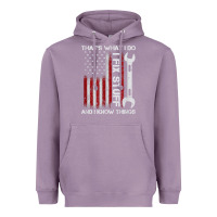 Lavender That_s What I Do I Fix Stuff And I Know Things American Flag Heavyweight Hoodie - trangStudio
