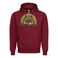 Burgundy Happy thanksgiving rainbow Zipper Hoodie - Artiststas
