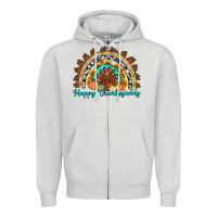 Dove Grey Happy thanksgiving rainbow Zipper Hoodie - Artiststas
