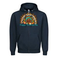 Navy Happy thanksgiving rainbow Zipper Hoodie - Artiststas