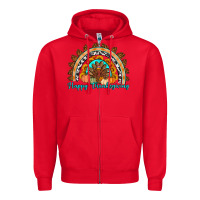 Red Happy thanksgiving rainbow Zipper Hoodie - Artiststas