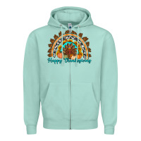 Seafoam Happy thanksgiving rainbow Zipper Hoodie - Artiststas