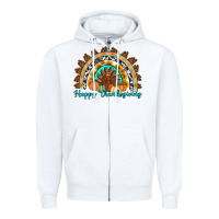 White Happy thanksgiving rainbow Zipper Hoodie - Artiststas