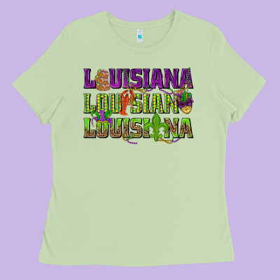 Louisiana Mardi Gras Ladies Tee Designed By Nancycooperartshop
