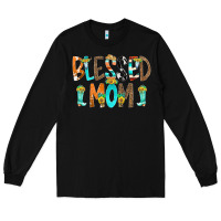 Black Blessed Mom Long Sleeve Tee - CowCowDesign