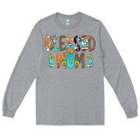 Heather Grey Blessed Mom Long Sleeve Tee - CowCowDesign