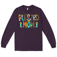 Plum Blessed Mom Long Sleeve Tee - CowCowDesign