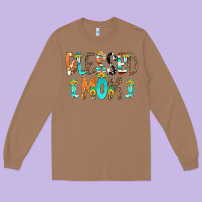 Blessed Mom Long Sleeve Tee Designed By Cowcowdesign