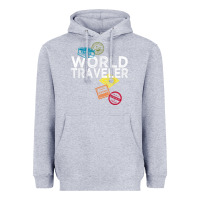 Heather Grey world traveler passport stamp gift shirt for men and women t shirt Heavyweight Hoodie - trangStudio