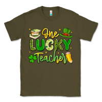 Army Green one lucky teacher Classic Tee - Artiststas