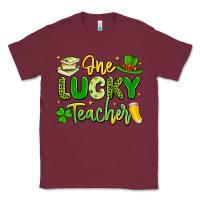 Burgundy one lucky teacher Classic Tee - Artiststas