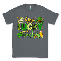 Charcoal Heather one lucky teacher Classic Tee - Artiststas