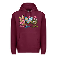 Burgundy Peace love Easter Premium Hoodie - LillyAllenDesigns