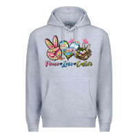 Heather Grey Peace love Easter Premium Hoodie - LillyAllenDesigns