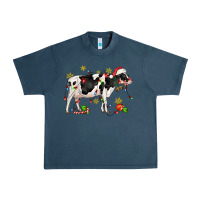 Midnight Navy christmas holstein cow Urban Heavy Tee - CowGirlArtShop
