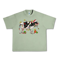 Oil Green christmas holstein cow Urban Heavy Tee - CowGirlArtShop