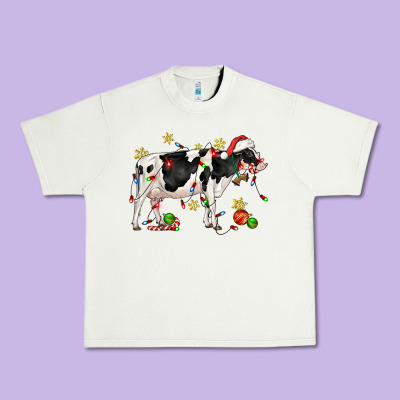 Christmas Holstein Cow Urban Heavy Tee Designed By Cowgirlartshop