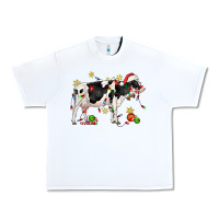 White christmas holstein cow Urban Heavy Tee - CowGirlArtShop
