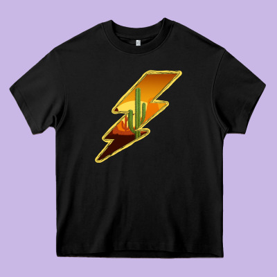 Cactus Sunset Lightning Heavy Core Tee Designed By Bettercallsaul