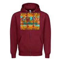 Burgundy Happy Thanksgiving Zipper Hoodie - Artiststas