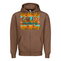 Chestnut Happy Thanksgiving Zipper Hoodie - Artiststas