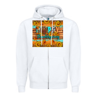White Happy Thanksgiving Zipper Hoodie - Artiststas