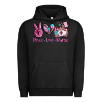 Pigment Black peace love nurse Urban Hoodie - AdoDesignShop