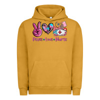 Pigment Peanut Butter peace love nurse Urban Hoodie - AdoDesignShop