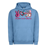 Pigment Pebble Blue peace love nurse Urban Hoodie - AdoDesignShop