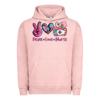 Pigment Salmon peace love nurse Urban Hoodie - AdoDesignShop