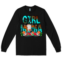 Black Girl Mama Flowers Cow Long Sleeve Tee - CowCowDesign