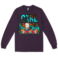 Plum Girl Mama Flowers Cow Long Sleeve Tee - CowCowDesign