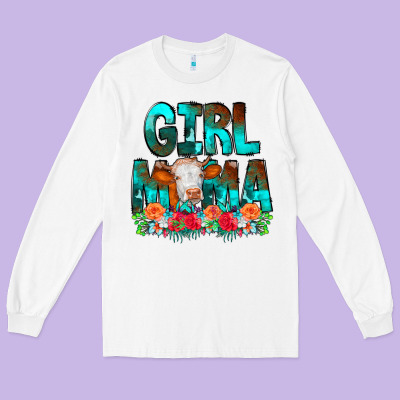 Girl Mama Flowers Cow Long Sleeve Tee Designed By Cowcowdesign