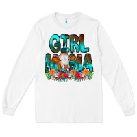White Girl Mama Flowers Cow Long Sleeve Tee - CowCowDesign