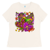 Bone Mardi Gras hearts Ladies Tee - NancyCooperArtShop