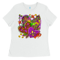White Mardi Gras hearts Ladies Tee - NancyCooperArtShop