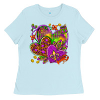 Baby Blue Mardi Gras hearts Ladies Tee - NancyCooperArtShop