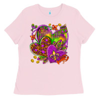 Bubblegum Pink Mardi Gras hearts Ladies Tee - NancyCooperArtShop